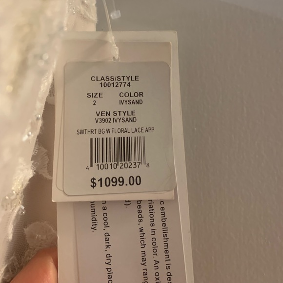 NWT Embroidered Lace Appliqué Wedding Dress in Ivory Sand: Size 2 - Picture 6 of 6